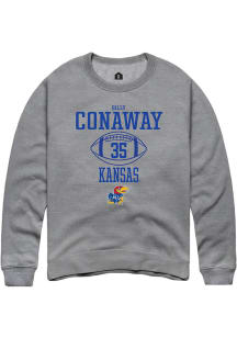 Billy Conaway  Rally Kansas Jayhawks Mens Grey NIL Sport Icon Long Sleeve Crew Sweatshirt