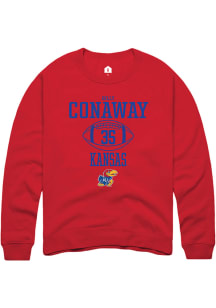 Billy Conaway  Rally Kansas Jayhawks Mens Red NIL Sport Icon Long Sleeve Crew Sweatshirt