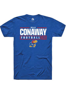 Billy Conaway  Kansas Jayhawks Blue Rally NIL Stacked Box Short Sleeve T Shirt