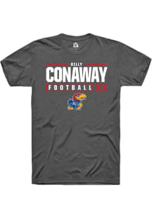 Billy Conaway  Kansas Jayhawks Dark Grey Rally NIL Stacked Box Short Sleeve T Shirt