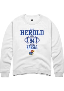 Blake Herold  Rally Kansas Jayhawks Mens White NIL Sport Icon Long Sleeve Crew Sweatshirt