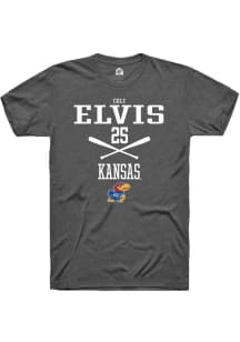 Cole Elvis  Kansas Jayhawks Dark Grey Rally NIL Sport Icon Short Sleeve T Shirt