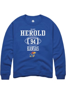 Blake Herold  Rally Kansas Jayhawks Mens Blue NIL Sport Icon Long Sleeve Crew Sweatshirt