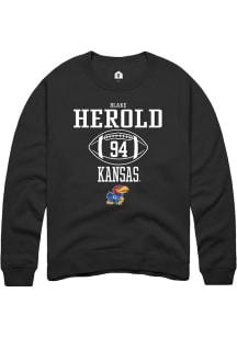 Blake Herold  Rally Kansas Jayhawks Mens Black NIL Sport Icon Long Sleeve Crew Sweatshirt