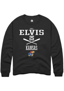 Cole Elvis  Rally Kansas Jayhawks Mens Black NIL Sport Icon Long Sleeve Crew Sweatshirt