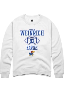 Charlie Weinrich  Rally Kansas Jayhawks Mens White NIL Sport Icon Long Sleeve Crew Sweatshirt