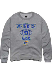 Charlie Weinrich  Rally Kansas Jayhawks Mens Grey NIL Sport Icon Long Sleeve Crew Sweatshirt