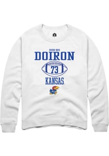Deon-Dre Doiron  Rally Kansas Jayhawks Mens White NIL Sport Icon Long Sleeve Crew Sweatshirt