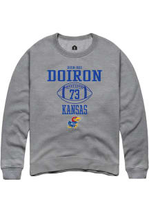 Deon-Dre Doiron  Rally Kansas Jayhawks Mens Grey NIL Sport Icon Long Sleeve Crew Sweatshirt