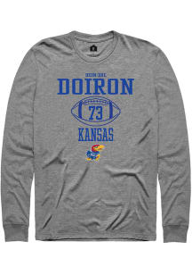 Deon-Dre Doiron  Kansas Jayhawks Grey Rally NIL Sport Icon Long Sleeve T Shirt