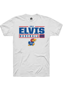 Cole Elvis  Kansas Jayhawks White Rally NIL Stacked Box Short Sleeve T Shirt