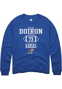 Deon-Dre Doiron  Rally Kansas Jayhawks Mens Blue NIL Sport Icon Long Sleeve Crew Sweatshirt