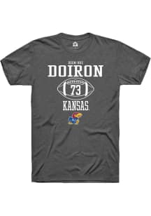 Deon-Dre Doiron  Kansas Jayhawks Dark Grey Rally NIL Sport Icon Short Sleeve T Shirt
