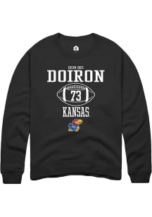 Deon-Dre Doiron  Rally Kansas Jayhawks Mens Black NIL Sport Icon Long Sleeve Crew Sweatshirt