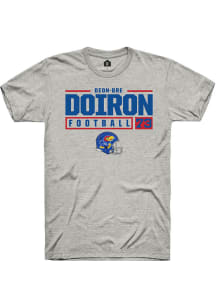 Deon-Dre Doiron  Kansas Jayhawks Ash Rally NIL Stacked Box Short Sleeve T Shirt