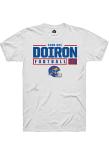 Deon-Dre Doiron  Kansas Jayhawks White Rally NIL Stacked Box Short Sleeve T Shirt