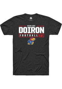 Deon-Dre Doiron  Kansas Jayhawks Black Rally NIL Stacked Box Short Sleeve T Shirt