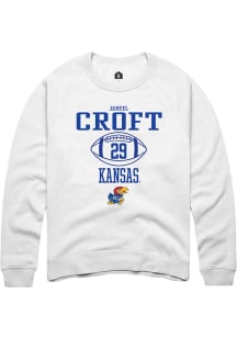Jameel Croft  Rally Kansas Jayhawks Mens White NIL Sport Icon Long Sleeve Crew Sweatshirt