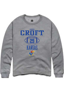 Jameel Croft  Rally Kansas Jayhawks Mens Grey NIL Sport Icon Long Sleeve Crew Sweatshirt