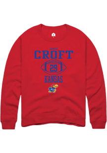 Jameel Croft  Rally Kansas Jayhawks Mens Red NIL Sport Icon Long Sleeve Crew Sweatshirt