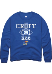Jameel Croft  Rally Kansas Jayhawks Mens Blue NIL Sport Icon Long Sleeve Crew Sweatshirt