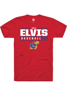 Cole Elvis  Kansas Jayhawks Red Rally NIL Stacked Box Short Sleeve T Shirt