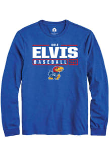 Cole Elvis  Kansas Jayhawks Blue Rally NIL Stacked Box Long Sleeve T Shirt