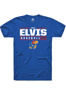 Cole Elvis  Kansas Jayhawks Blue Rally NIL Stacked Box Short Sleeve T Shirt
