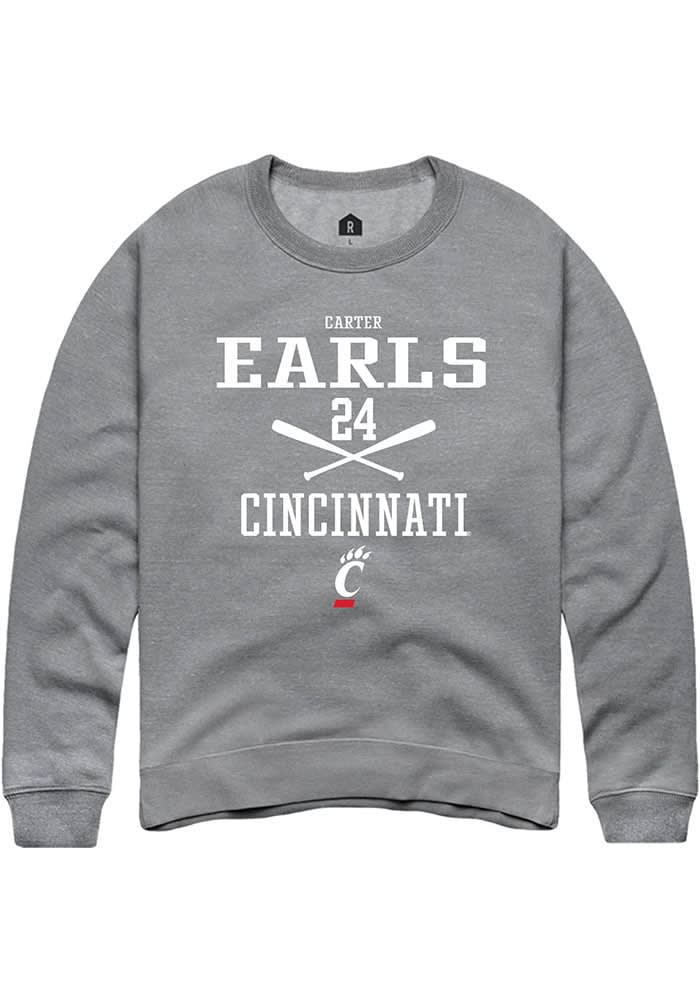 Carter Earls  Cincinnati Bearcats Ash Rally NIL Sport Icon Short Sleeve T Shirt