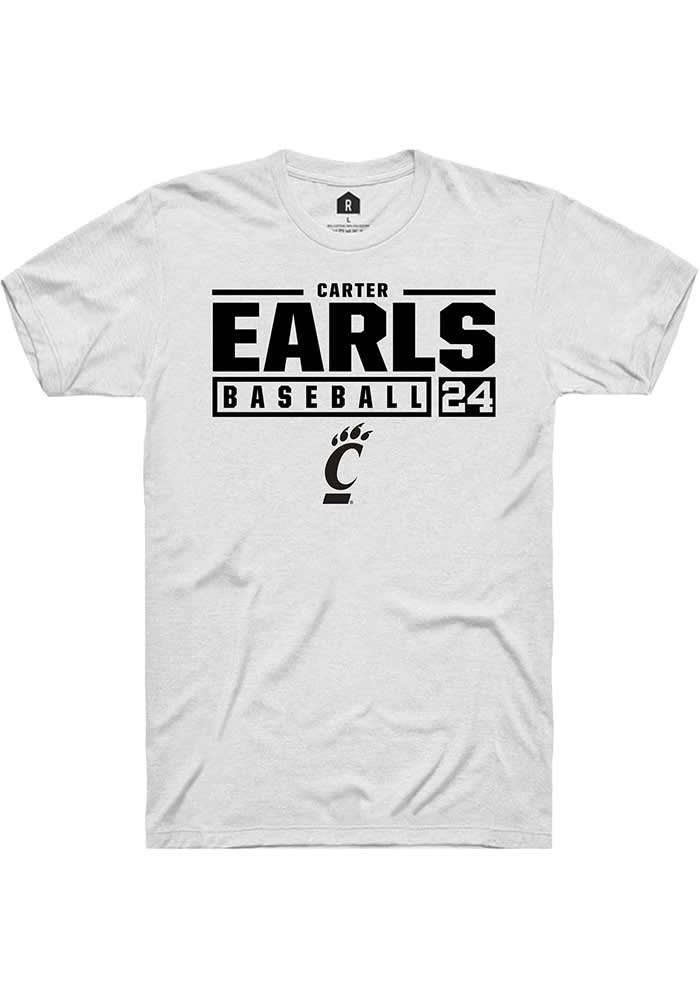 Carter Earls Cincinnati Bearcats Grey Rally NIL Stacked Box Short Sleeve T Shirt