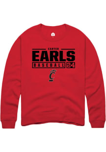 Carter Earls  Rally Cincinnati Bearcats Mens Black NIL Stacked Box Long Sleeve Crew Sweatshirt