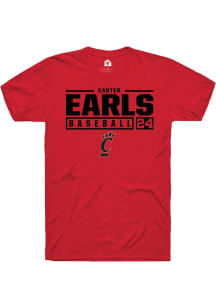 Carter Earls  Cincinnati Bearcats Black Rally NIL Stacked Box Short Sleeve T Shirt