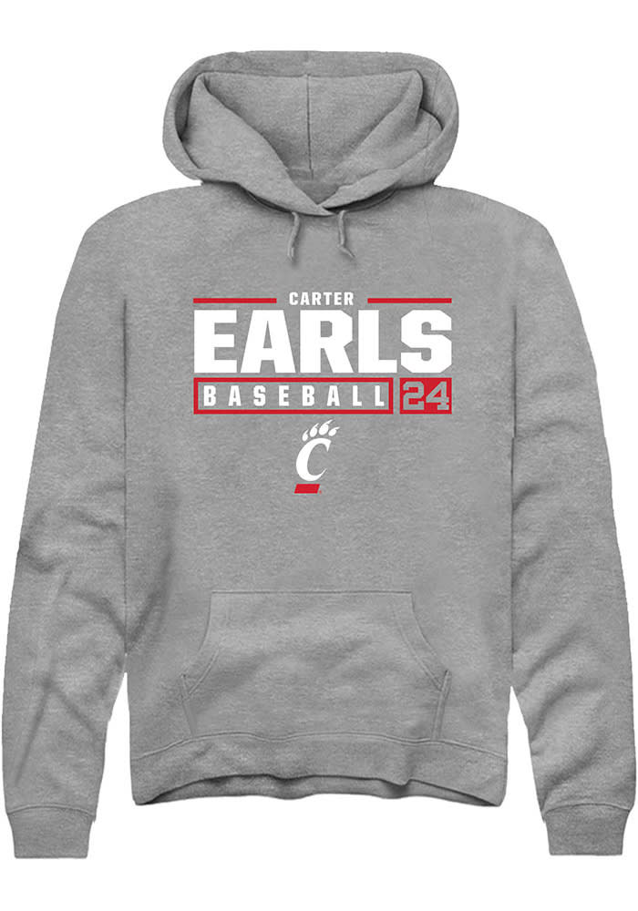 Carter Earls Rally Cincinnati Bearcats Mens White NIL Stacked Box Long Sleeve Crew Sweatshirt