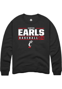 Carter Earls  Rally Cincinnati Bearcats Mens Red NIL Stacked Box Long Sleeve Crew Sweatshirt