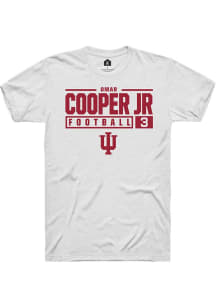 Omar Cooper Jr White Indiana Hoosiers NIL Stacked Box Short Sleeve T Shirt