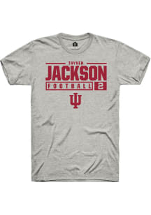 Tayven Jackson  Indiana Hoosiers Ash Rally NIL Stacked Box Short Sleeve T Shirt