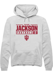 Tayven Jackson Rally Mens White Indiana Hoosiers NIL Stacked Box Hooded Sweatshirt