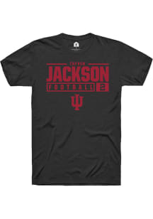 Tayven Jackson  Indiana Hoosiers Black Rally NIL Stacked Box Short Sleeve T Shirt