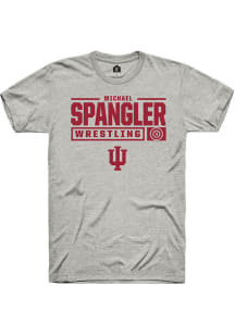 Michael Spangler  Indiana Hoosiers Ash Rally NIL Stacked Box Short Sleeve T Shirt