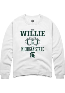 Ade Willie  Rally Michigan State Spartans Mens White NIL Sport Icon Long Sleeve Crew Sweatshirt