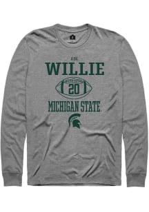 Ade Willie  Michigan State Spartans Grey Rally NIL Sport Icon Long Sleeve T Shirt
