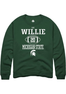 Ade Willie  Rally Michigan State Spartans Mens Green NIL Sport Icon Long Sleeve Crew Sweatshirt