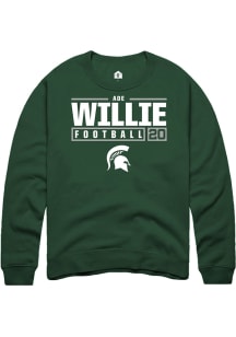 Ade Willie  Rally Michigan State Spartans Mens Green NIL Stacked Box Long Sleeve Crew Sweatshirt