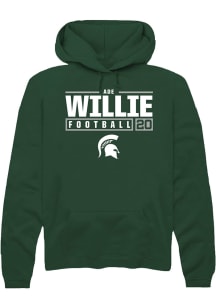 Ade Willie  Rally Michigan State Spartans Mens Green NIL Stacked Box Long Sleeve Hoodie