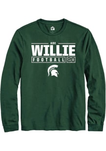 Ade Willie  Michigan State Spartans Green Rally NIL Stacked Box Long Sleeve T Shirt