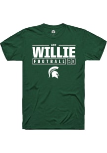 Ade Willie  Michigan State Spartans Green Rally NIL Stacked Box Short Sleeve T Shirt
