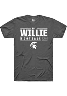 Ade Willie  Michigan State Spartans Dark Grey Rally NIL Stacked Box Short Sleeve T Shirt