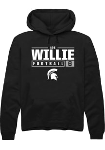 Ade Willie  Rally Michigan State Spartans Mens Black NIL Stacked Box Long Sleeve Hoodie