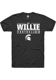 Ade Willie  Michigan State Spartans Black Rally NIL Stacked Box Short Sleeve T Shirt