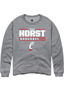 Chase Horst  Rally Cincinnati Bearcats Mens Graphite NIL Stacked Box Long Sleeve Crew Sweatshirt